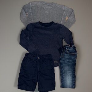 GAP Gray and Blue Crewneck Matching Set Size 6 Boys shorts jeans sweater shirt